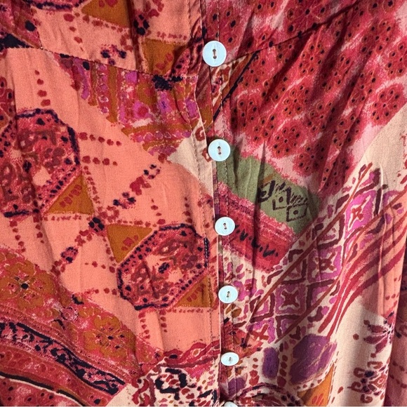 FREE PEOPLE Sz XS Lennon Dress Ruffle Neck Maxi Length Bohemian Patterned NEW - Picture 7 of 15